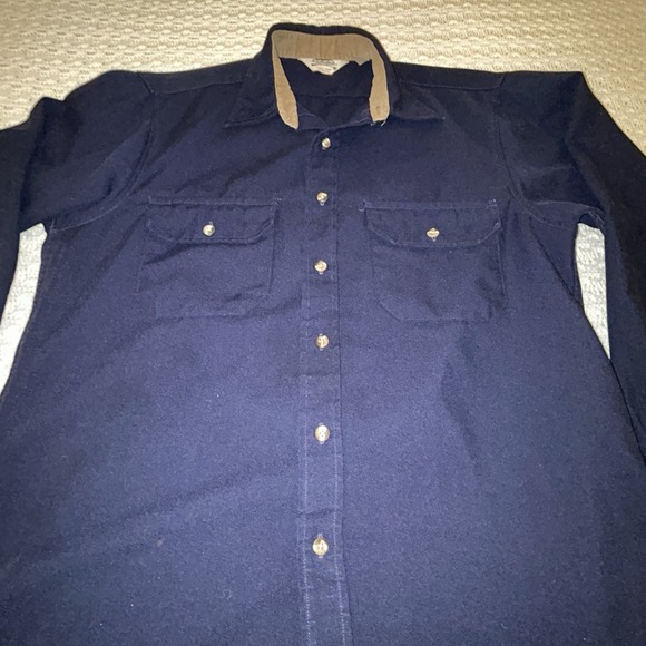 Cabela's Other - Vintage Cabelas Men's Large Navy Blue Button Down Work Shirt Corduroy Collar